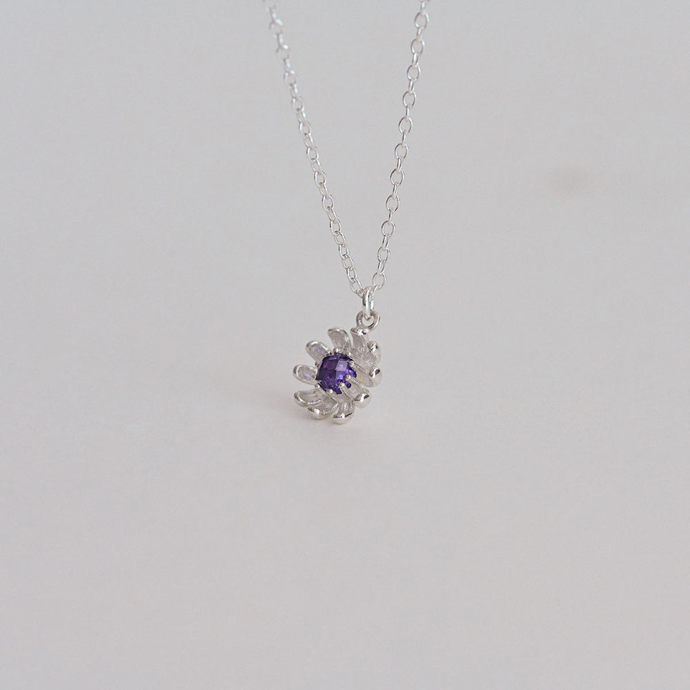 925 silver chamomile amethyst necklace_KWAJE396