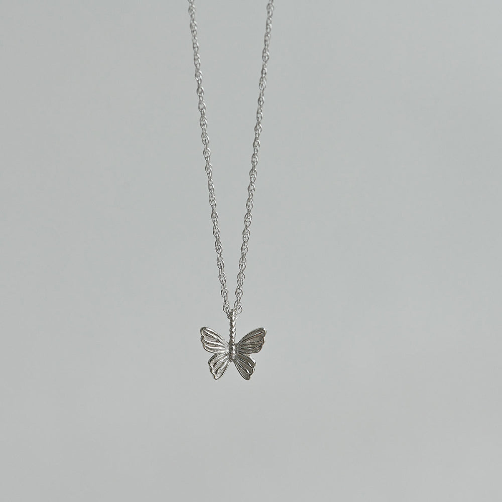 925 Silver Butterfly Singapore Chain Necklace_KWAJE209