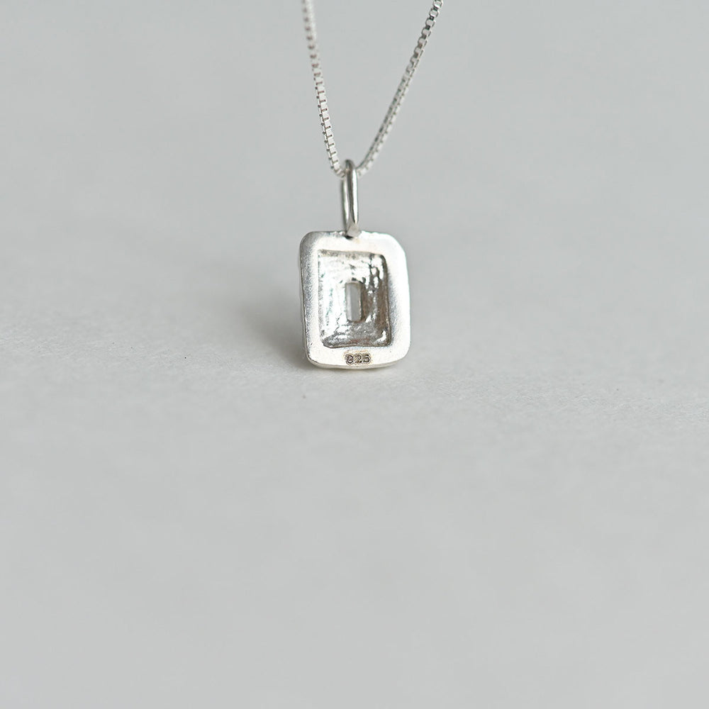 925 Silver Square Pendant Box Chain Necklace_KWAJE600