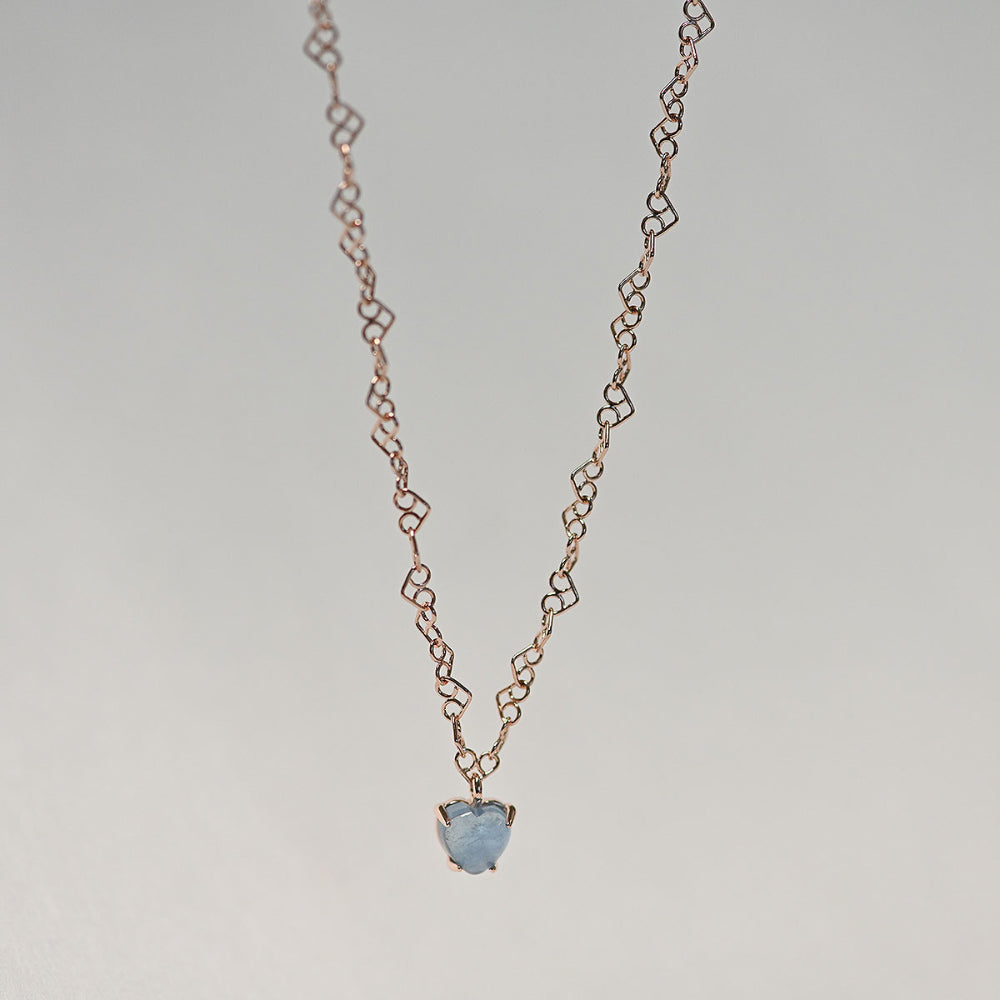 925 silver natural gemstone aquamarine heart necklace_KWAJE452