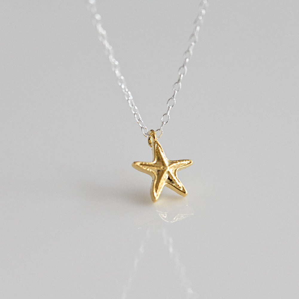 925 Silver Starfish Necklace_KWAJE604