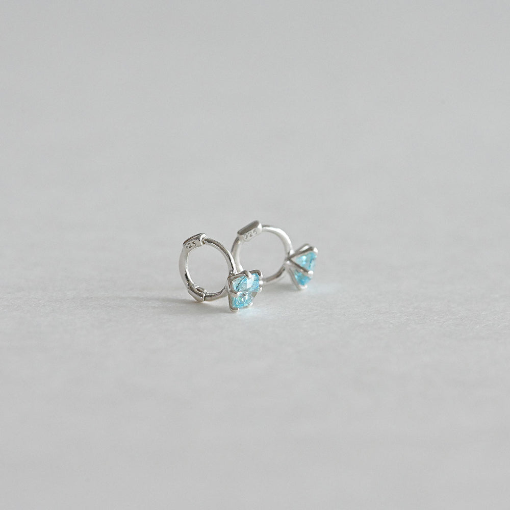 925 Silver Blue Mini One Touch Earrings_KWAJE221