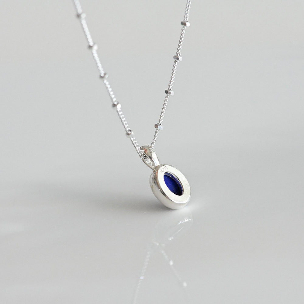 925 silver lapis lazuli glitter bead necklace_KWAJE636