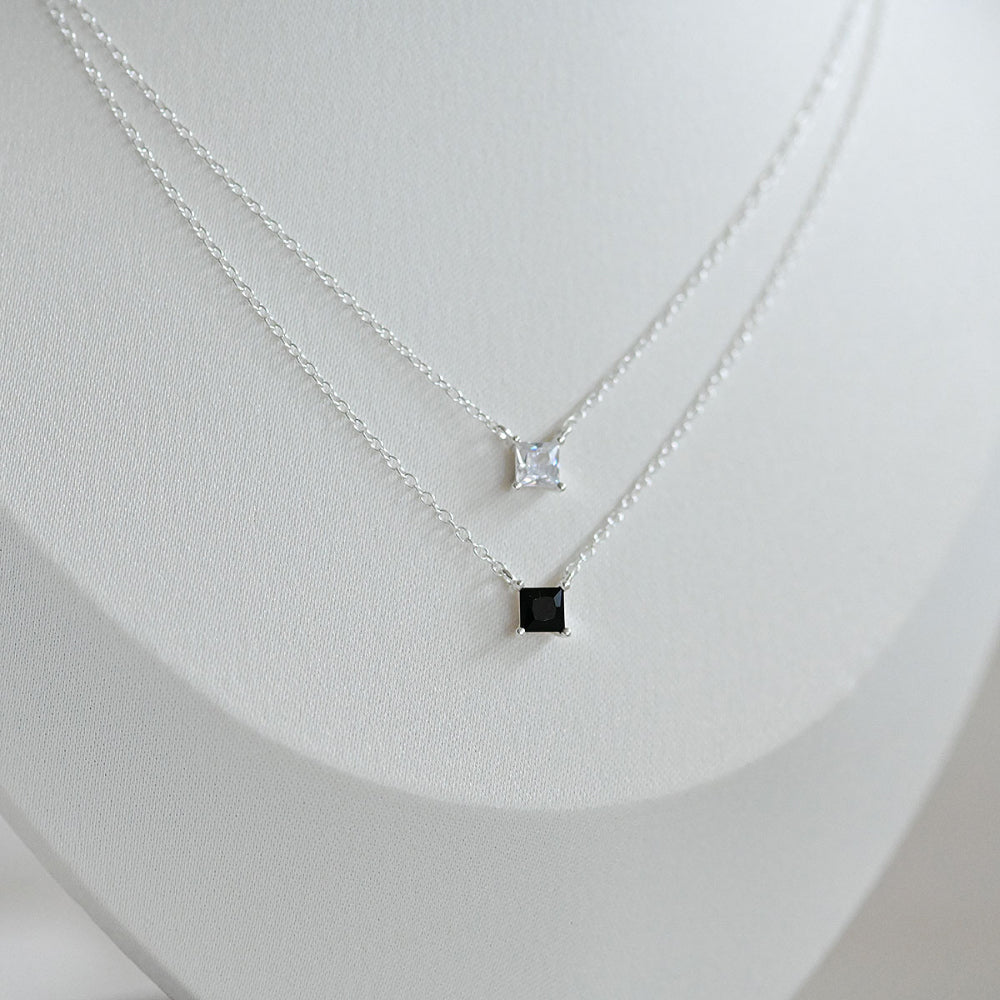 925 silver 4mm square cubic necklace_KWAJE181