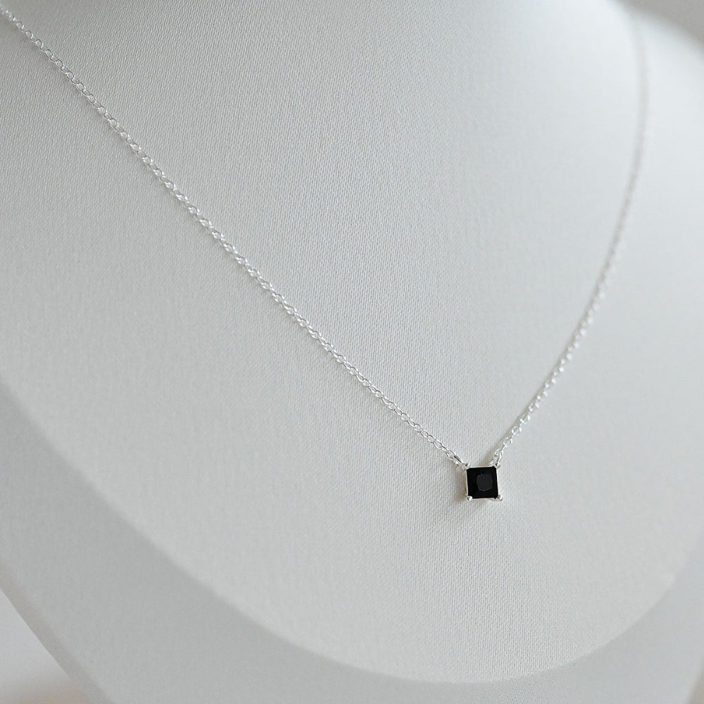 925 silver 4mm square cubic necklace_KWAJE181