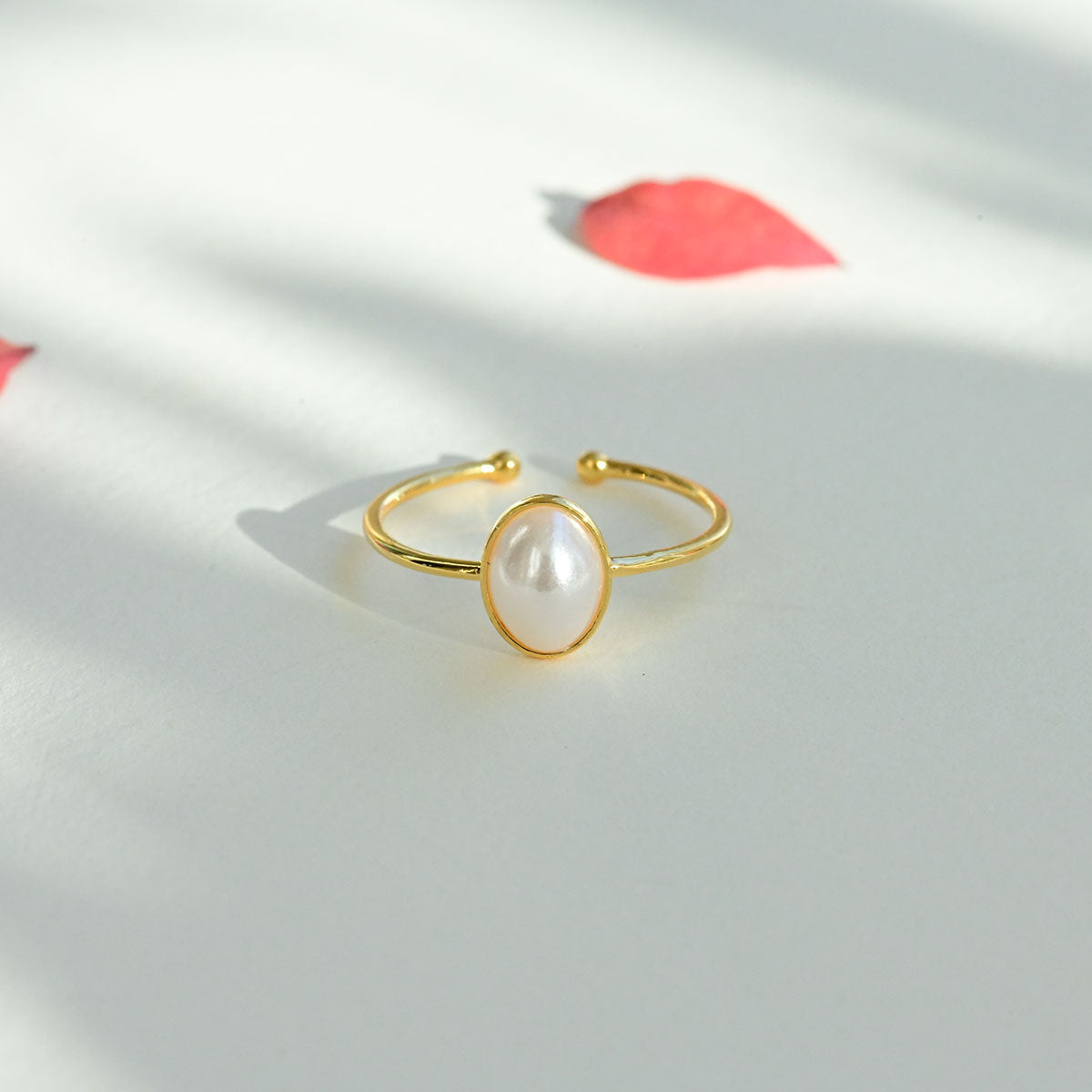 925 silver oval pearl open ring_KWAJE048