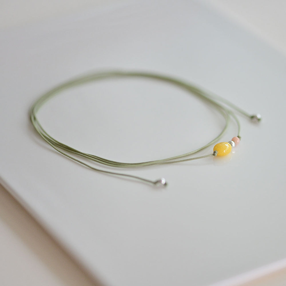 925 Silver Yellow Jade Strap Necklace_KWAJE574