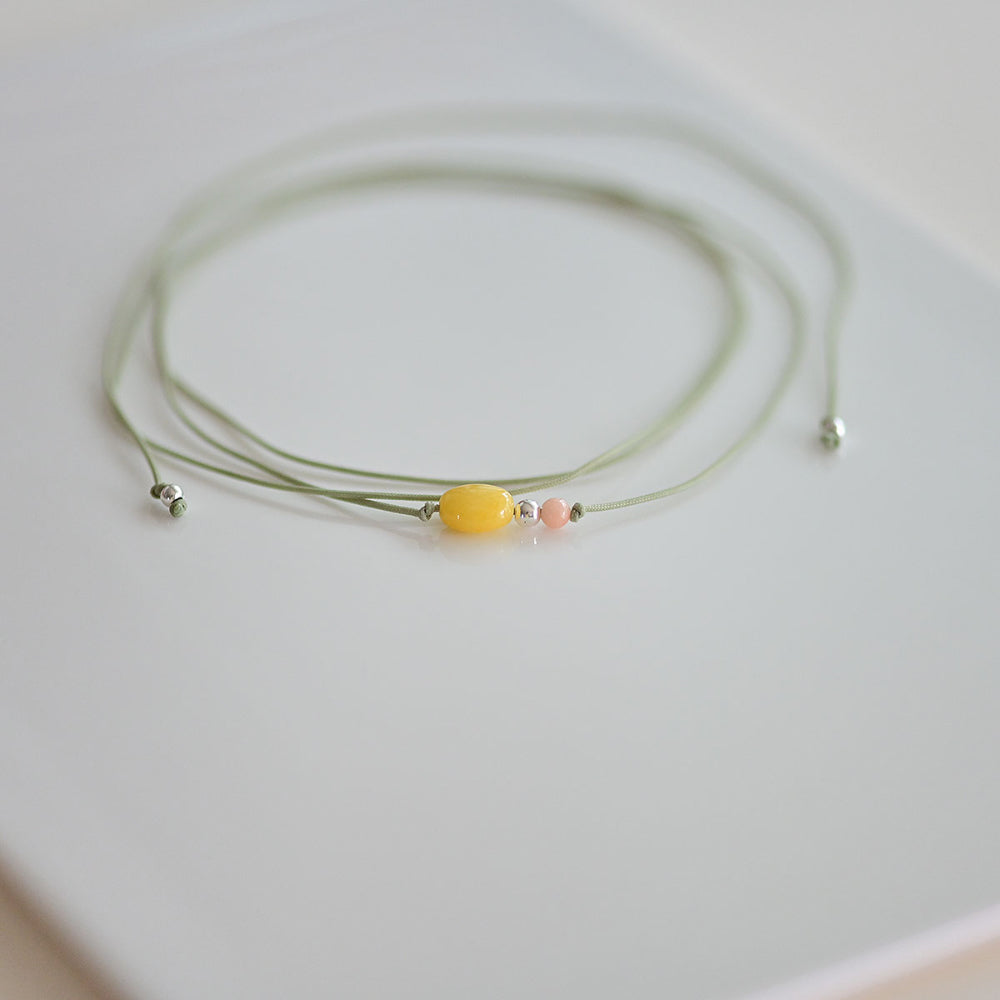 925 Silver Yellow Jade Strap Necklace_KWAJE574