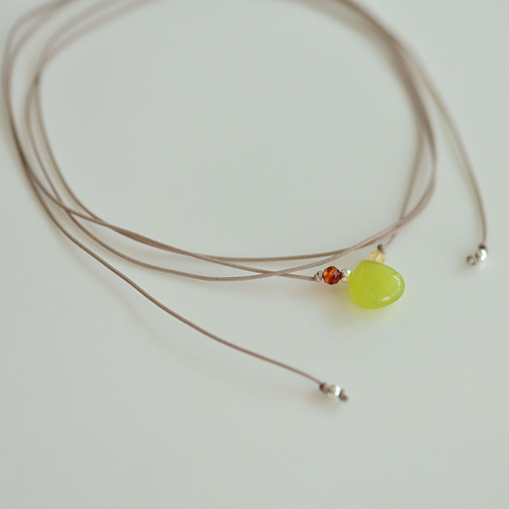 925 Silver Olivine Agate Strap Necklace_KWAJE464