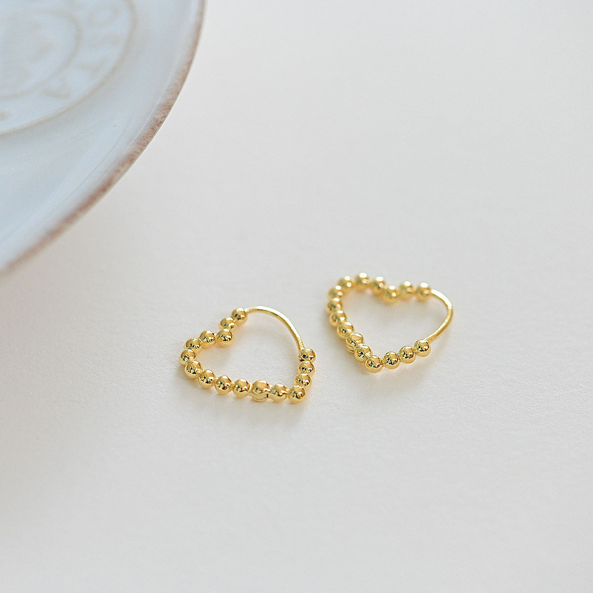 925 silver ball heart one touch earrings_KWAJE140