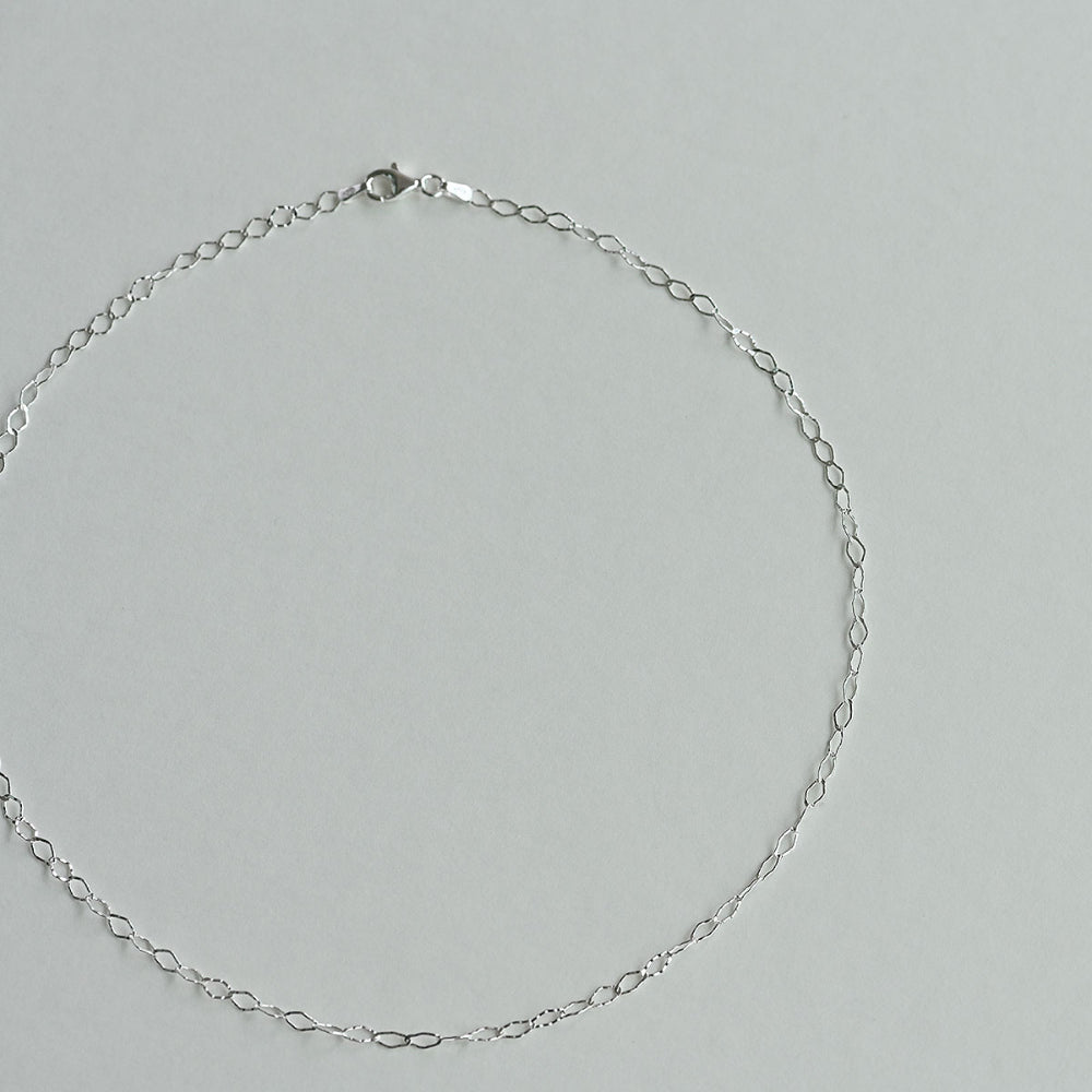 925 silver small hammering chain necklace_KWAJE592