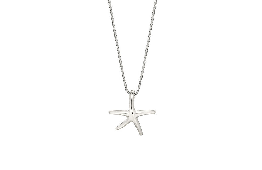 925 Silver Starfish Box Chain Necklace_KWAJE602