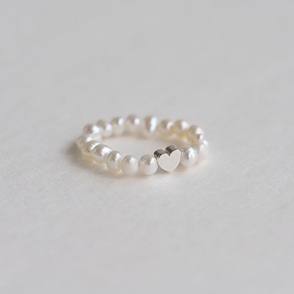 925 silver freshwater pearl heart ring_KWAJE030