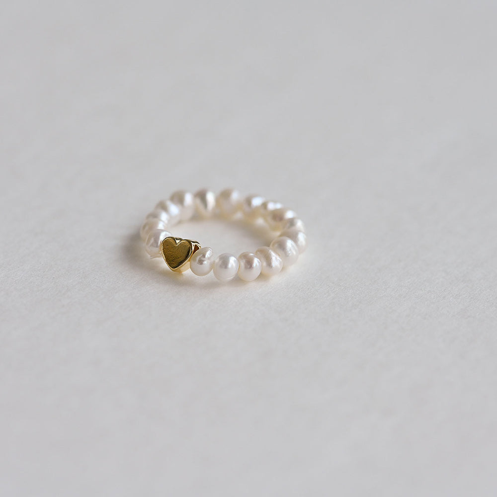 925 silver freshwater pearl heart ring_KWAJE030