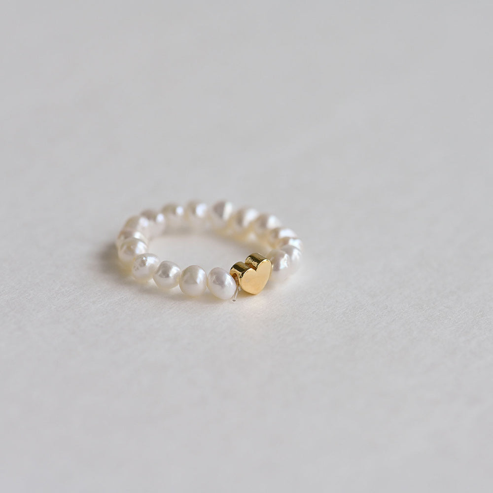 925 silver freshwater pearl heart ring_KWAJE030