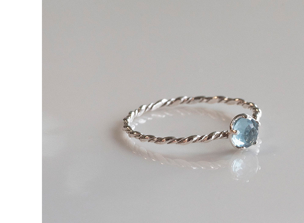 925 Silver Aqua Gemstone Twisted Ring No. 13_KWAJE097