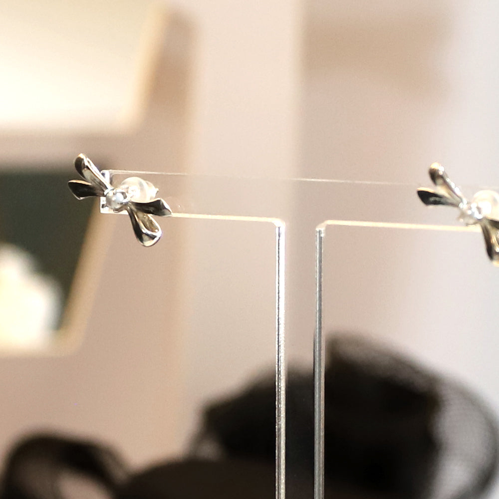 925 silver ribbon stud earrings_KWAJE171