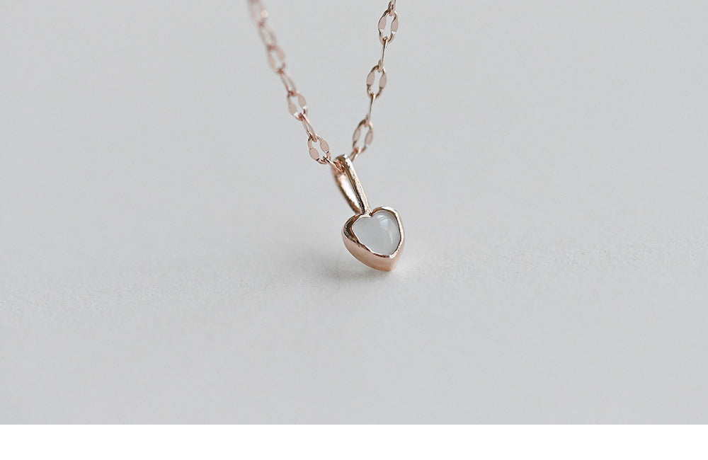 925 silver twinkle chain mint heart necklace_KWAJE622