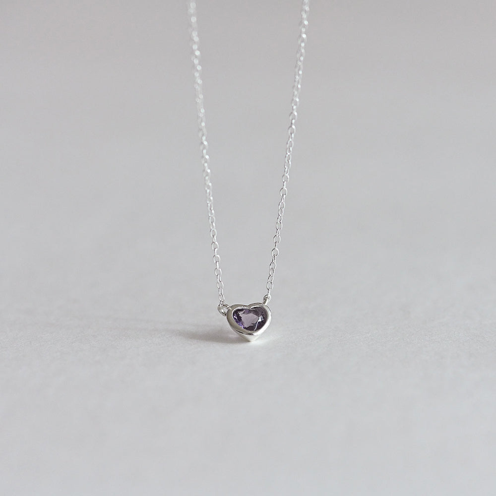 925 silver purple heart necklace_KWAJE577