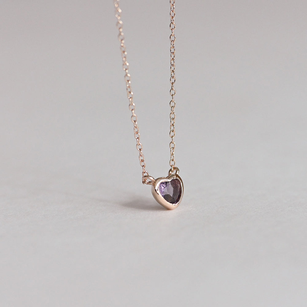 925 silver purple heart necklace_KWAJE577