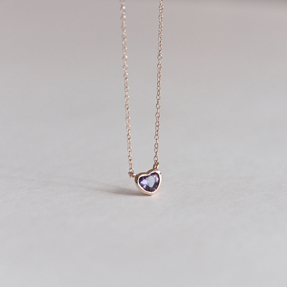 925 silver purple heart necklace_KWAJE577