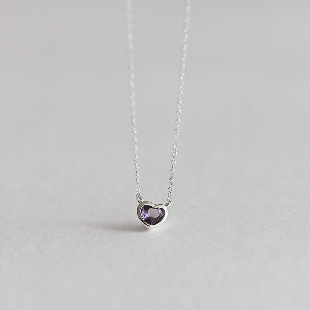 925 silver purple heart necklace_KWAJE577