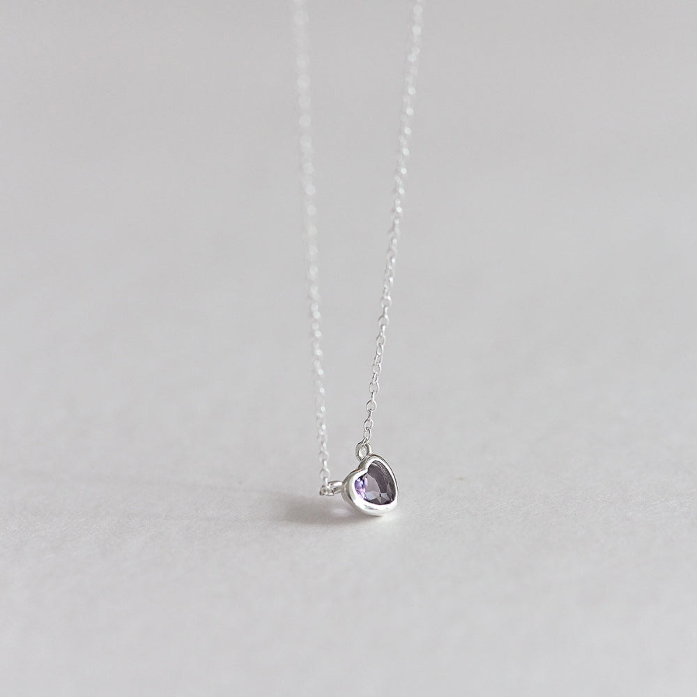 925 silver purple heart necklace_KWAJE577