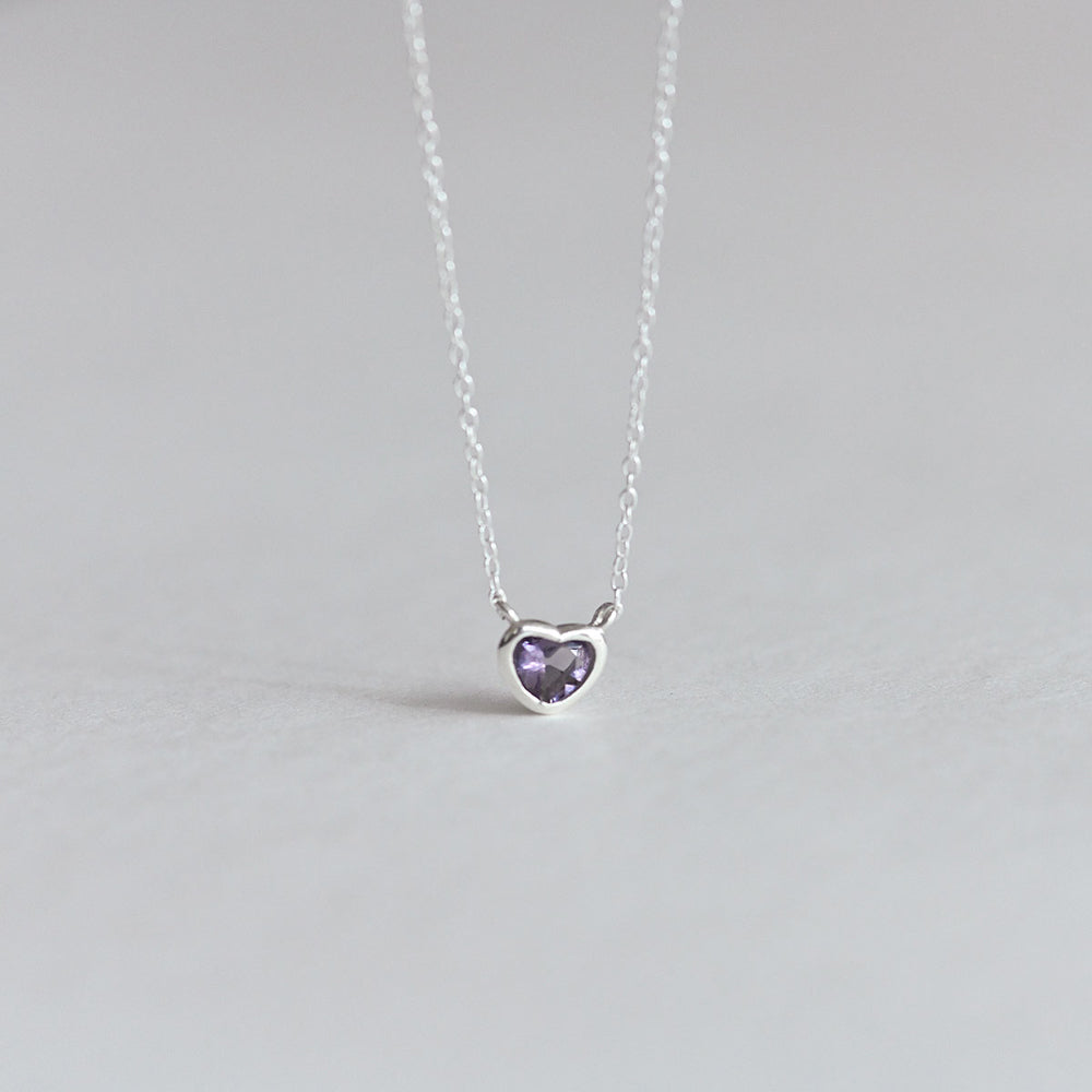 925 silver purple heart necklace_KWAJE577