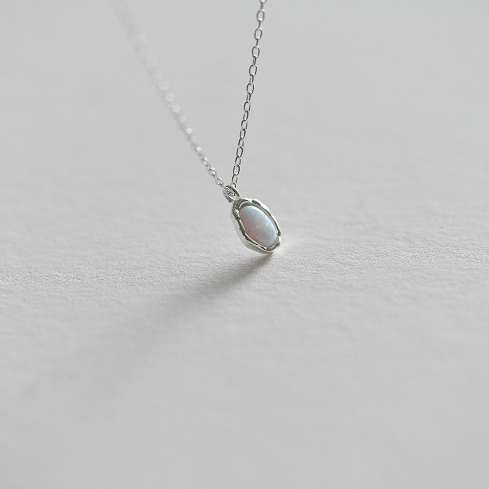 925 silver oval opal necklace_KWAJE550