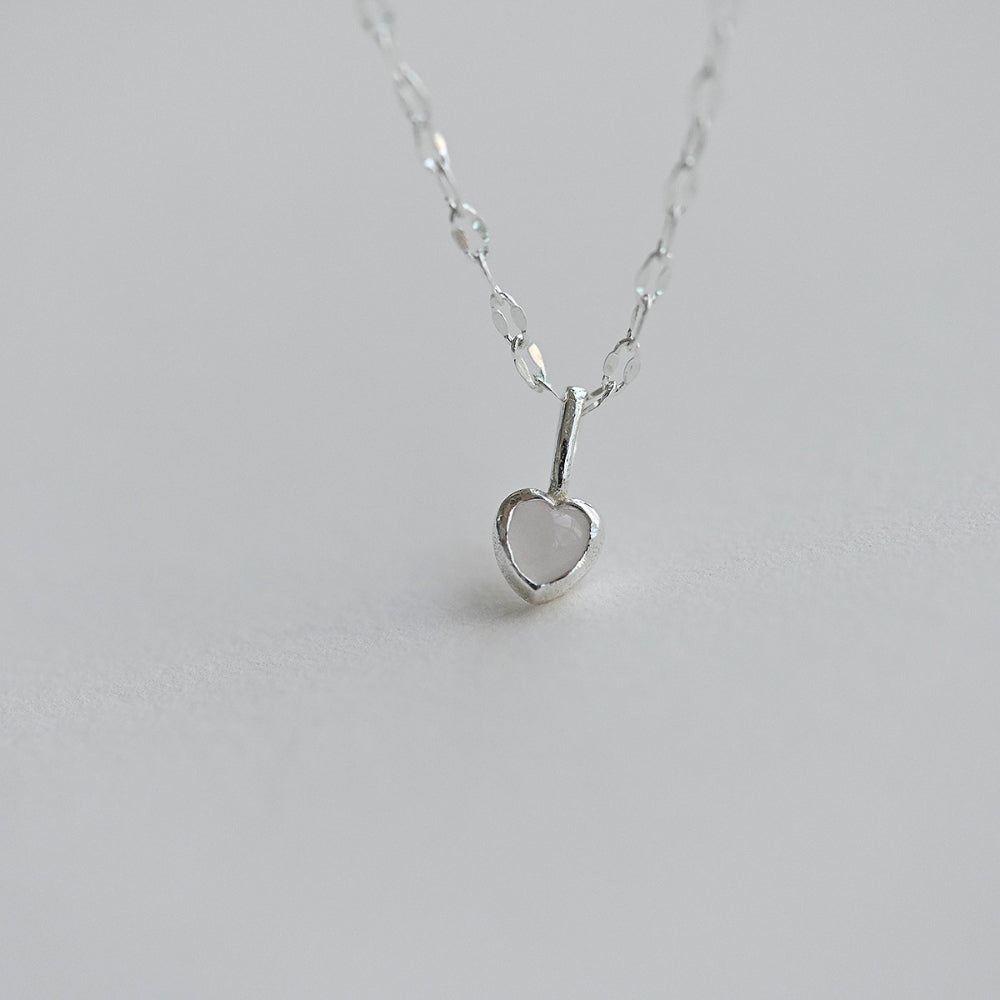 925 silver twinkle chain pink heart necklace_KWAJE623