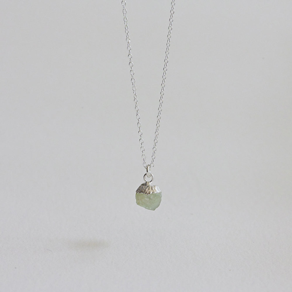 925 Silver Prehnite Rough Gemstone Necklace_KWAJE559