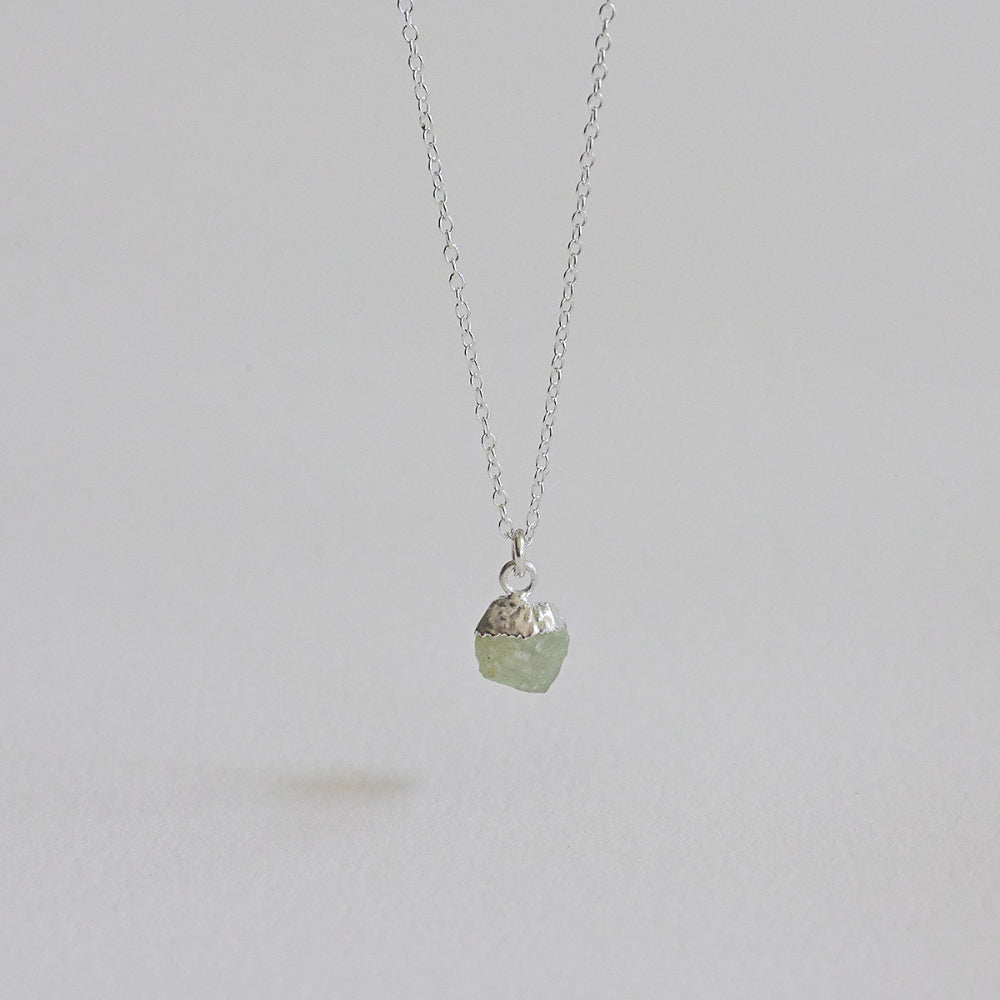 925 Silver Prehnite Rough Gemstone Necklace_KWAJE559