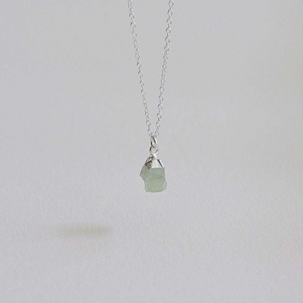 925 Silver Prehnite Rough Gemstone Necklace_KWAJE559