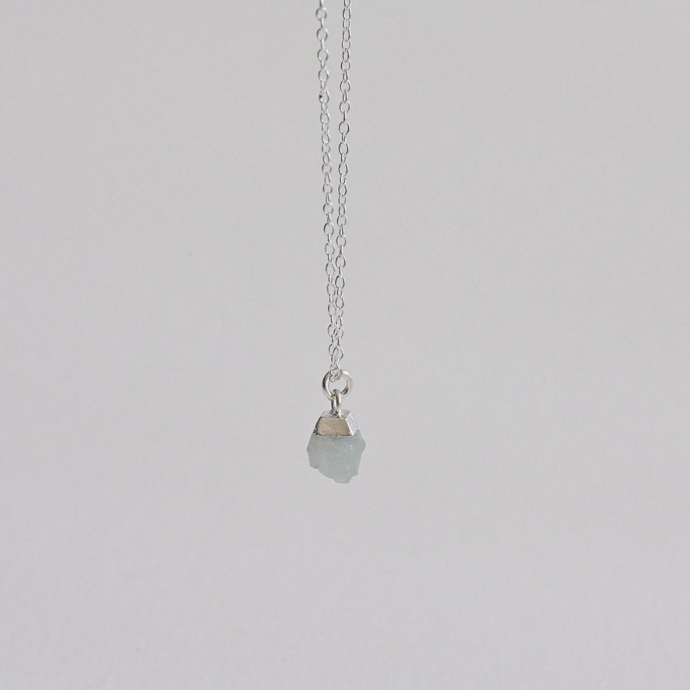 925 Silver Aquamarine Rough Gemstone Necklace_KWAJE191