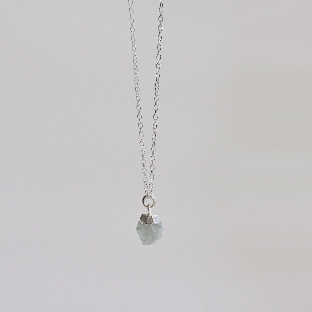 925 Silver Aquamarine Rough Gemstone Necklace_KWAJE191