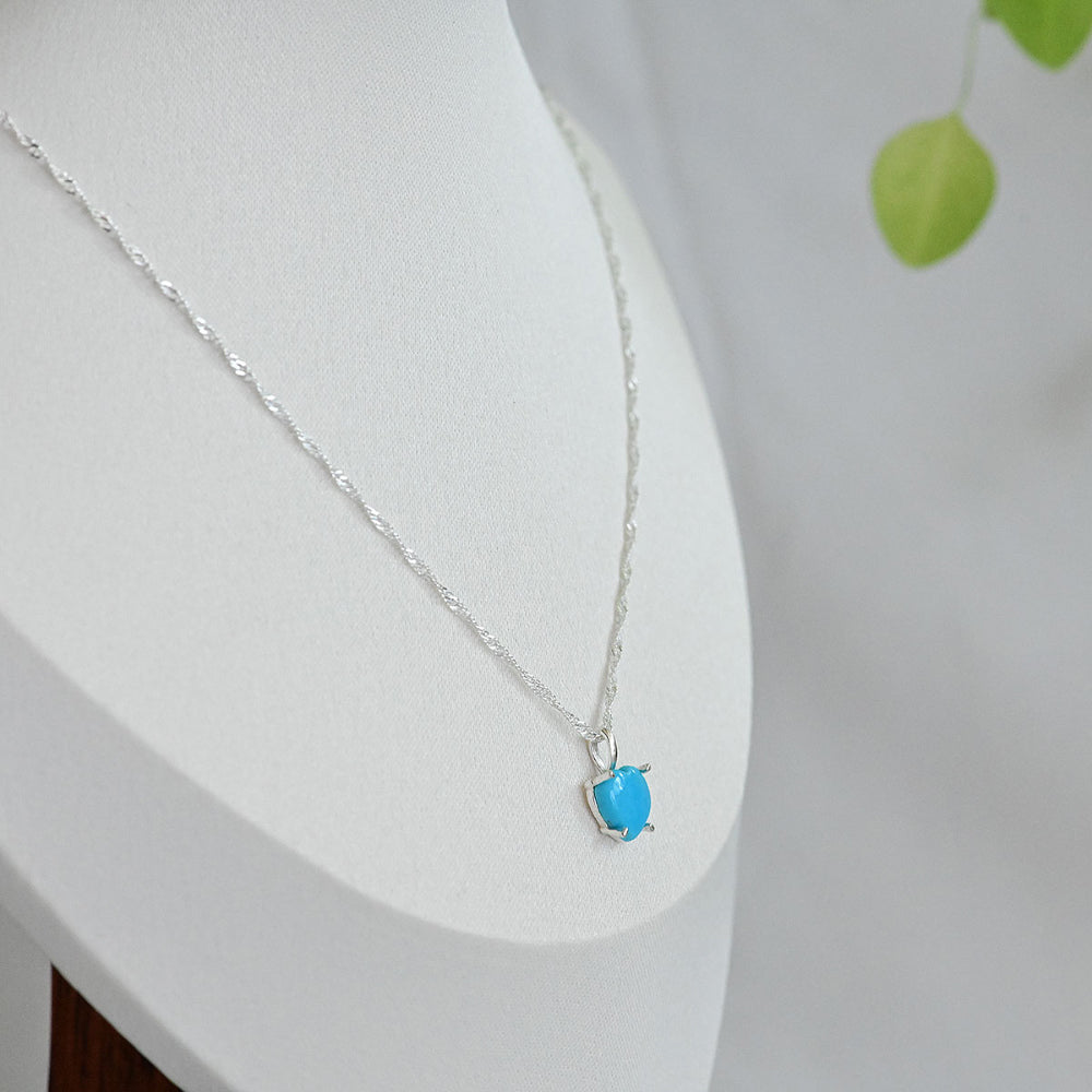 925 silver natural turquoise heart necklace_KWAJE462