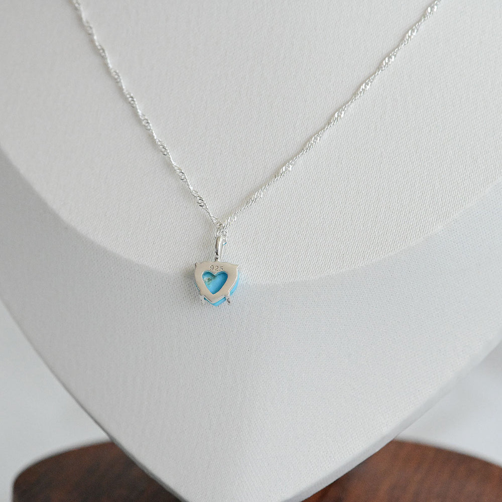 925 silver natural turquoise heart necklace_KWAJE462