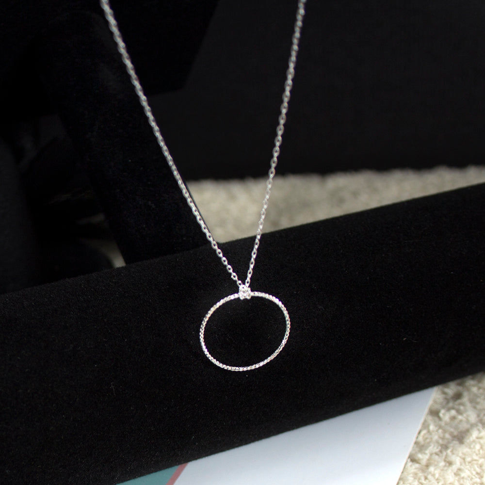 925 Silver Cutting Ring Necklace_KWAJE089