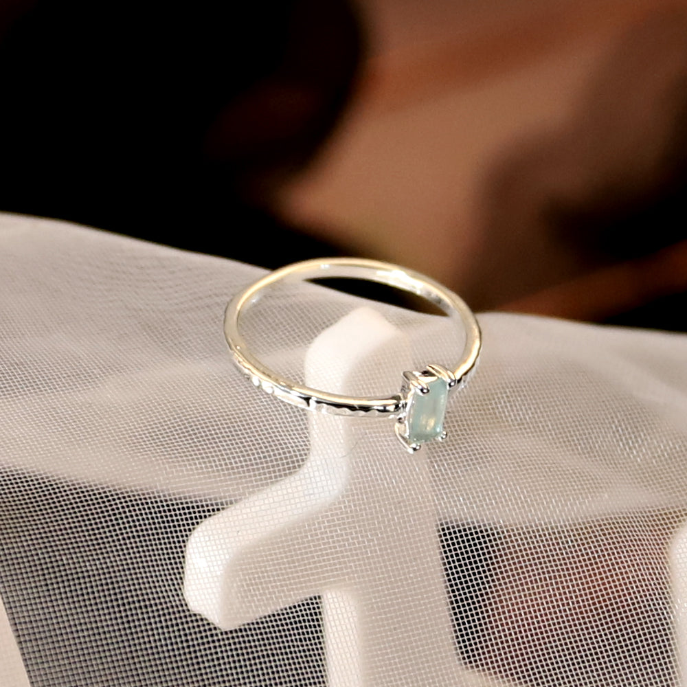 925 Silver Blue Chalcedony Baguette Ring_KWAJE102