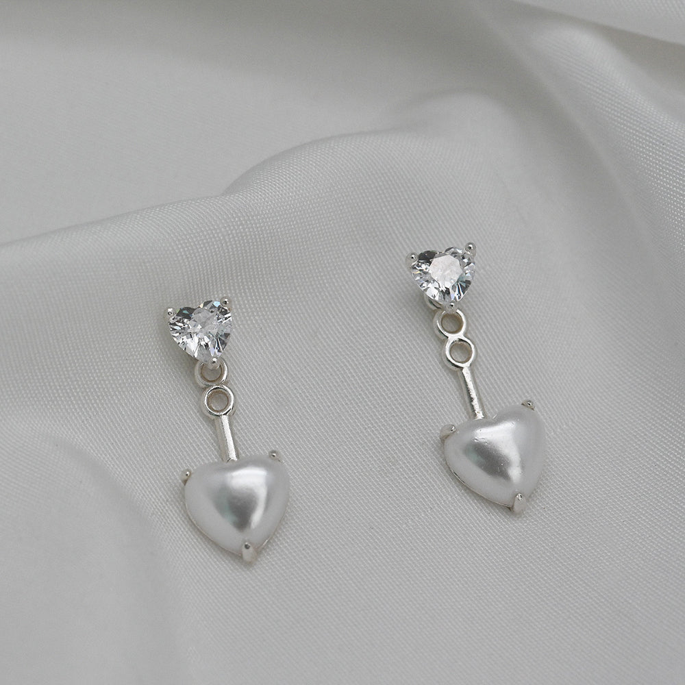 925 silver heart heart two-way earrings_KWAJE533