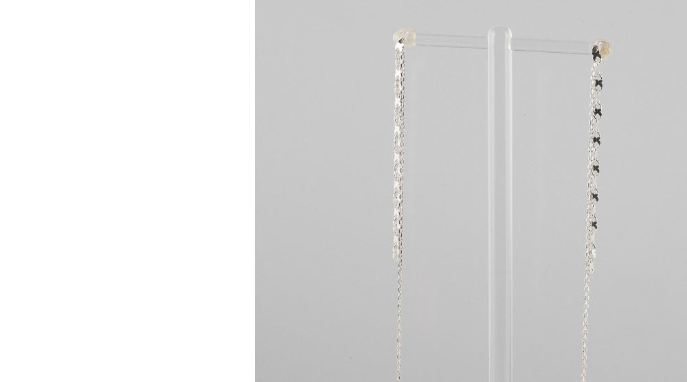 925 silver X chain two-line earrings_KWAJE395