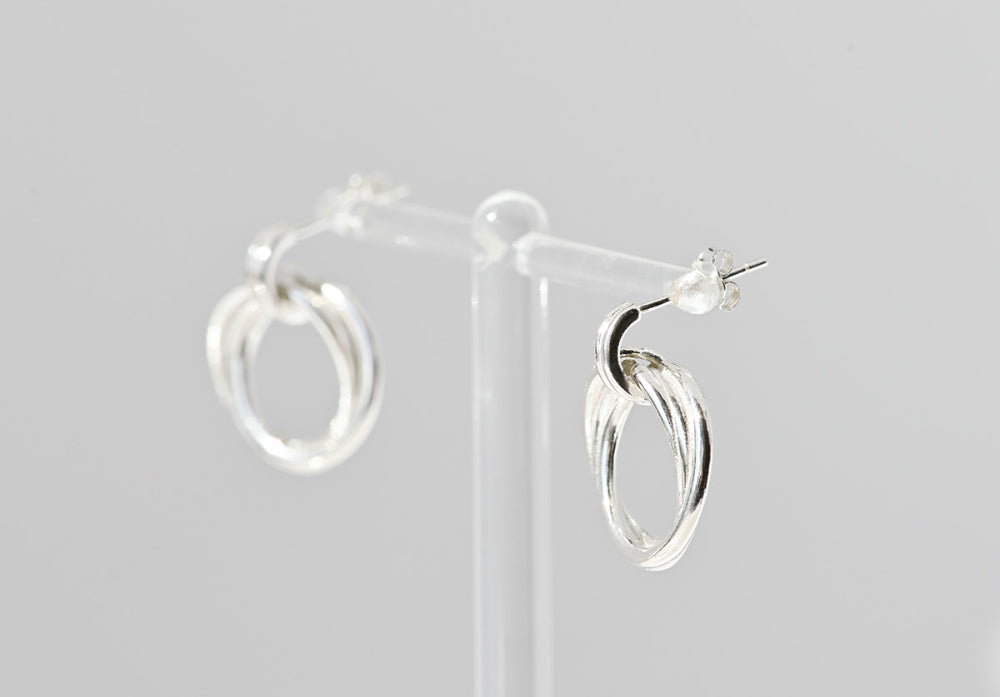 925 silver triple hoop earrings_KWAJE530