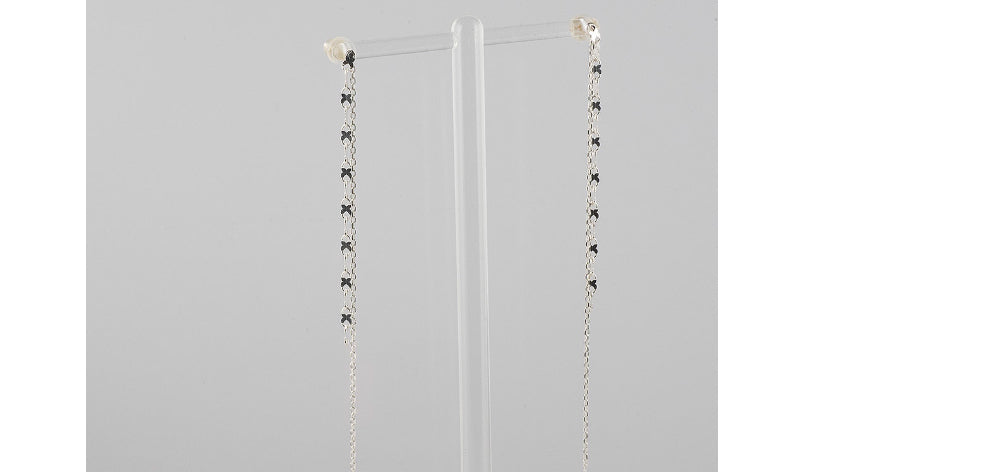 925 silver X chain two-line earrings_KWAJE395