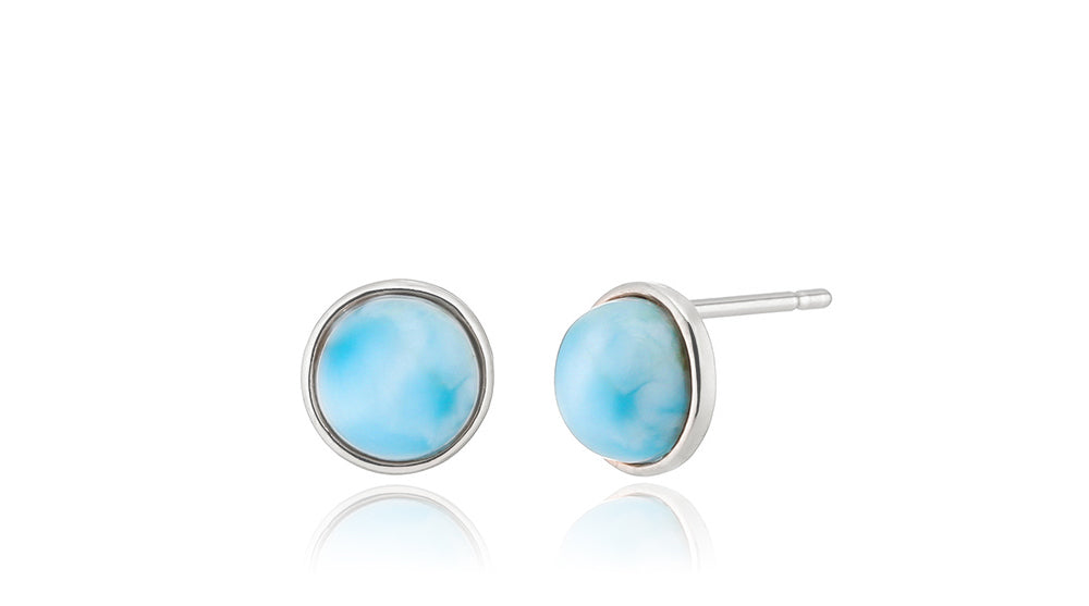 925 silver Larimar natural gemstone earrings_KWAJE511