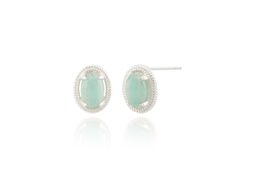 925 silver green aventurine natural gemstone two-line lorette earrings_KWAJE510