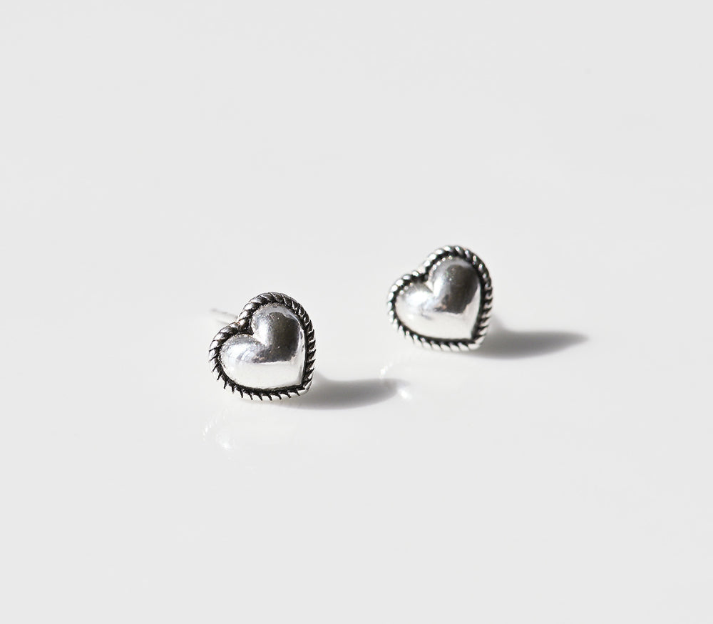 925 silver oil painting heart loret earrings_KWAJE493