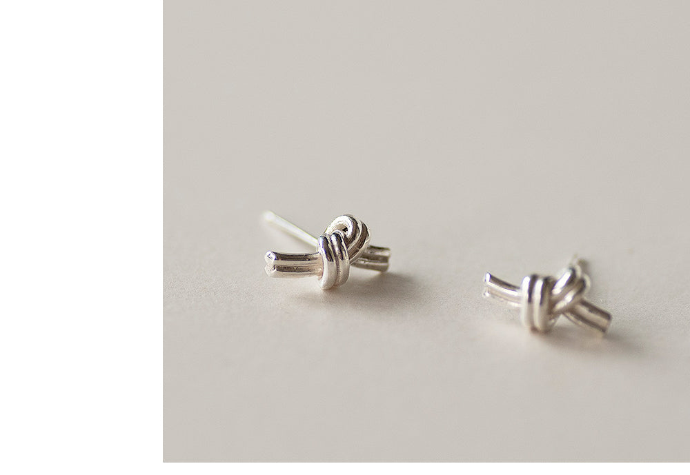 925 silver two-line knot earrings_KWAJE475