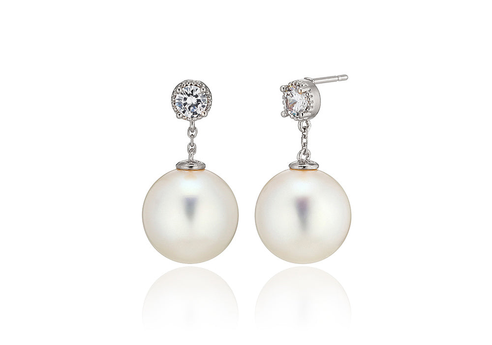 925 silver 12mm pearl drop earrings_KWAJE509