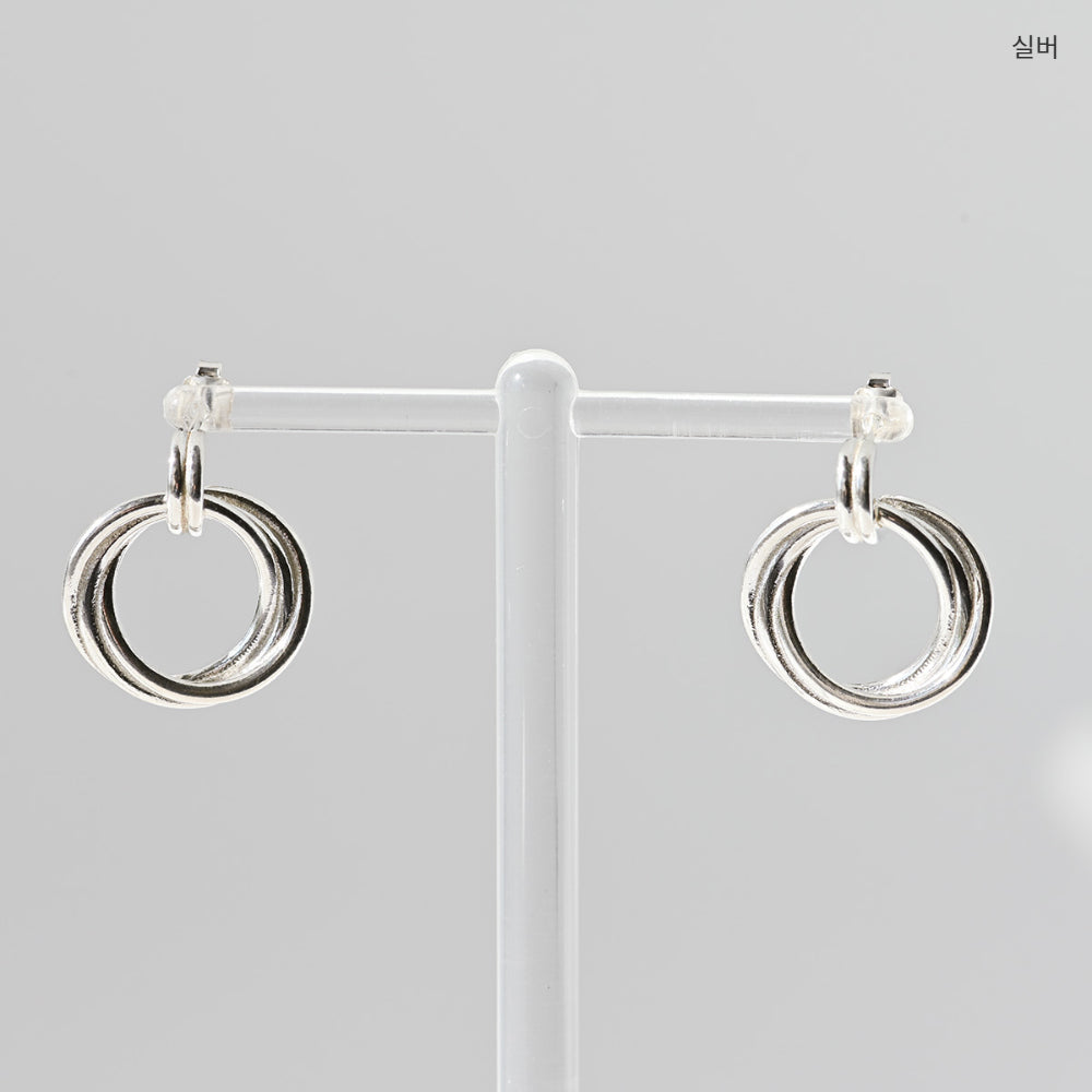 925 silver triple hoop earrings_KWAJE530