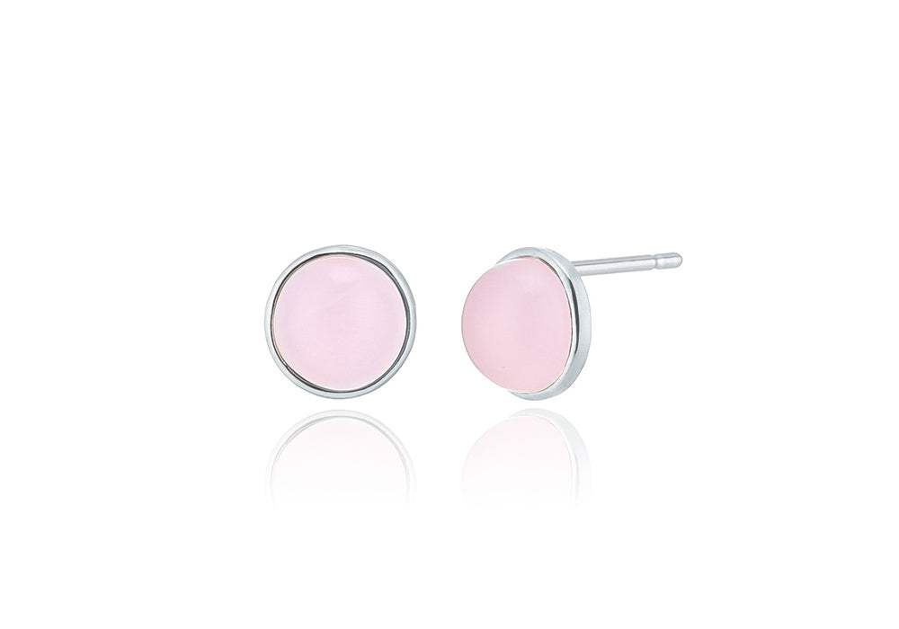 925 silver 8mm rose quartz earrings_KWAJE508